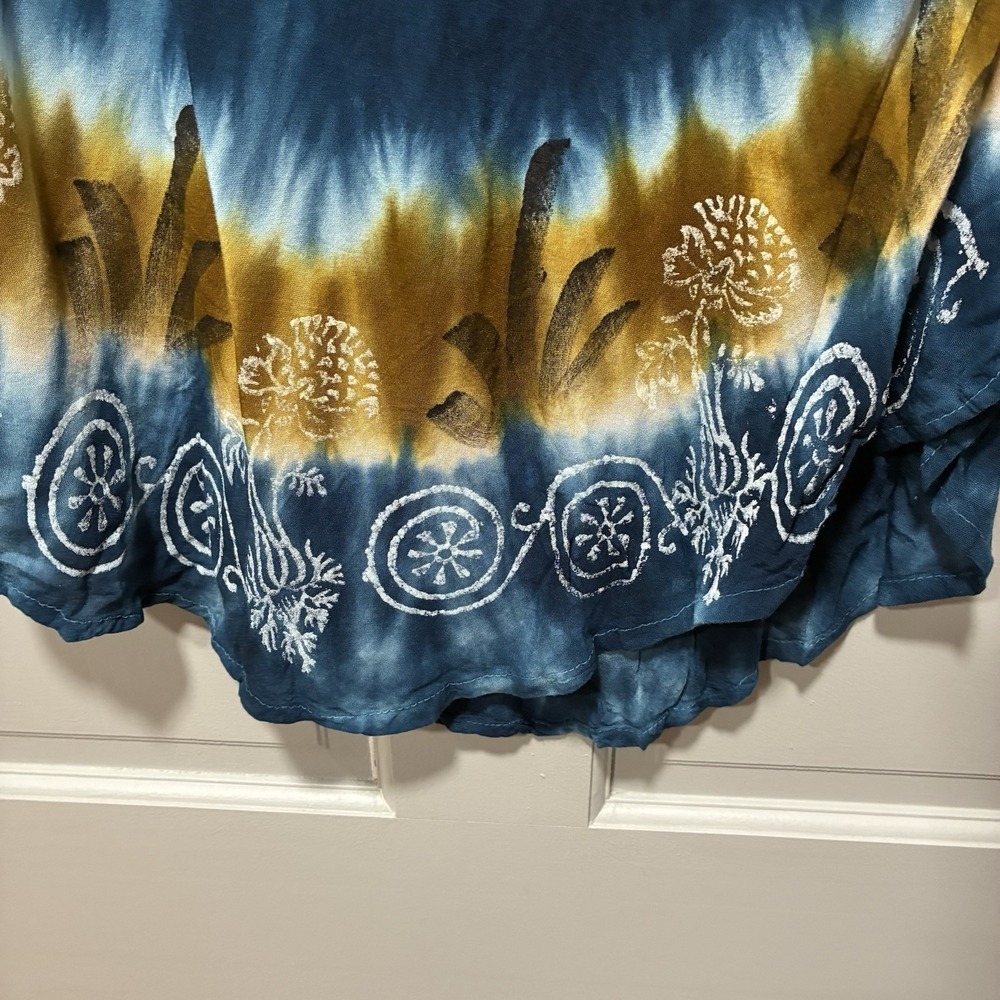 Jackpot Women's Boho‎ Festival Tie Dye Tunic Top Free Size Short Sleeves Blue - Picture 5 of 11